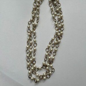 Simulated pearl and gold necklace